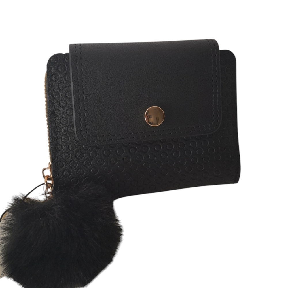 Jolene Couture Black Zippy Wallet with Pom Pom - Picture 9 of 9